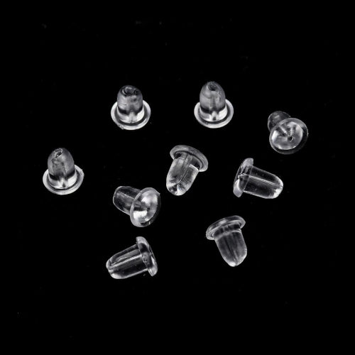 Ear Nuts, Plastic, Earring Backs, Clear, 5x4.5mm - BEADED CREATIONS