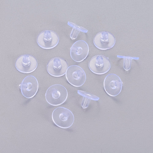 Ear Nuts, Silicone, Earring Backs, Flat, Round, Clear, 6x9mm - BEADED CREATIONS