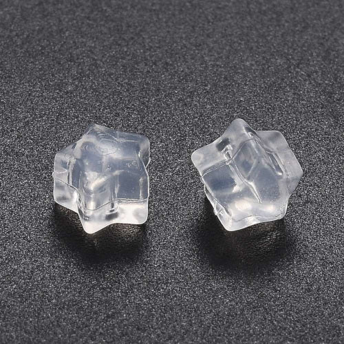 Ear Nuts, Silicone, Earring Backs, Star, Clear, 6x6.3mm - BEADED CREATIONS