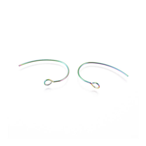 Earring Hooks, 304 Stainless Steel, Ion Plated, With Open Vertical Loop, Rainbow, 24mm - BEADED CREATIONS