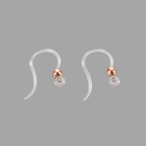 Earring Hooks, Acrylic, Ear Wires, With 304 Stainless Steel Ball And Closed Loop, Rose Gold, 15.5mm - BEADED CREATIONS