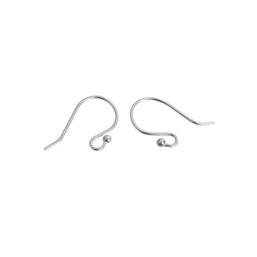 Earring Hooks, Sterling Silver, Ear Wires, With Loop And Ball, 17mm - BEADED CREATIONS