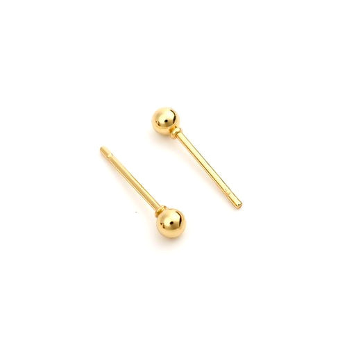 Earrings, 304 Stainless Steel, Gold Plated, Hypoallergenic, Ball Stud Earrings, 14x3mm - BEADED CREATIONS