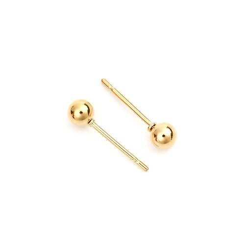 Earrings, 304 Stainless Steel, Gold Plated, Hypoallergenic, Ball Stud Earrings, 15x4mm - BEADED CREATIONS