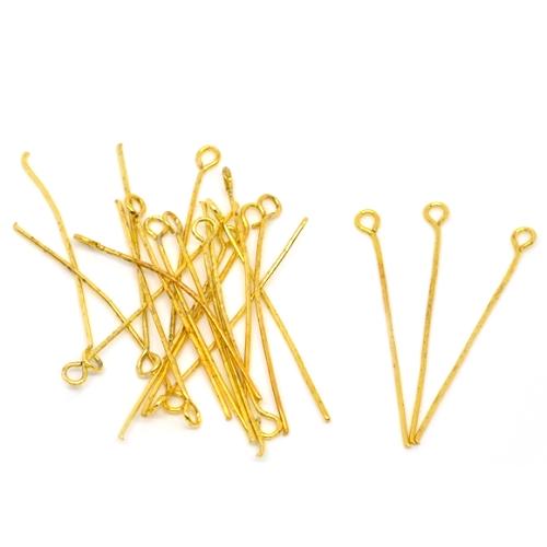 Eye Pins, Alloy, Gold Plated, 21 Gauge, 35mm - BEADED CREATIONS
