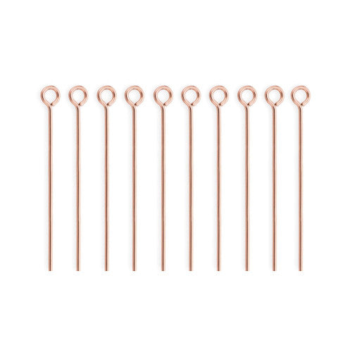 Eye Pins, Alloy, Rose Gold, 21 Gauge, 40mm - BEADED CREATIONS