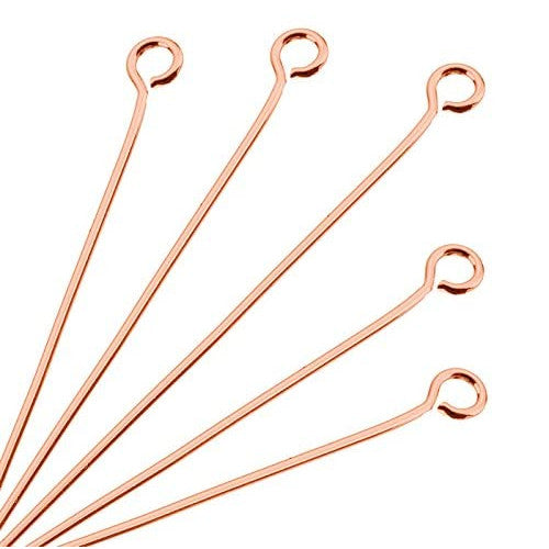 Eye Pins, Alloy, Rose Gold, 21 Gauge, 50mm - BEADED CREATIONS