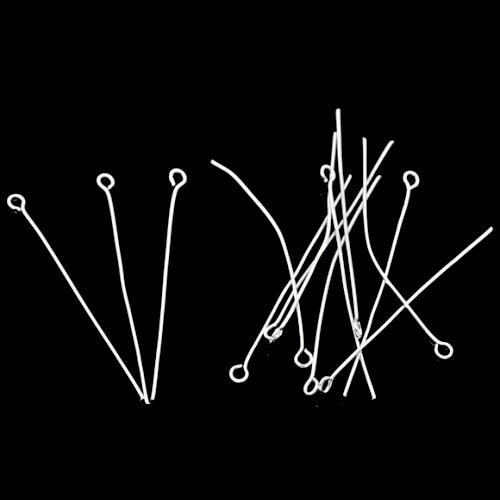 Eye Pins, Alloy, Silver Plated, 21 Gauge, 30mm - BEADED CREATIONS