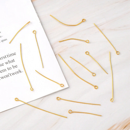 Eye Pins, Iron, Gold Plated, Randomly Mixed, 21 Gauge, 16mm-50mm - BEADED CREATIONS