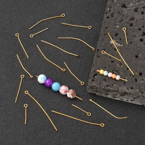 Eye Pins, Iron, Gold Plated, Randomly Mixed, 21 Gauge, 16mm-50mm - BEADED CREATIONS