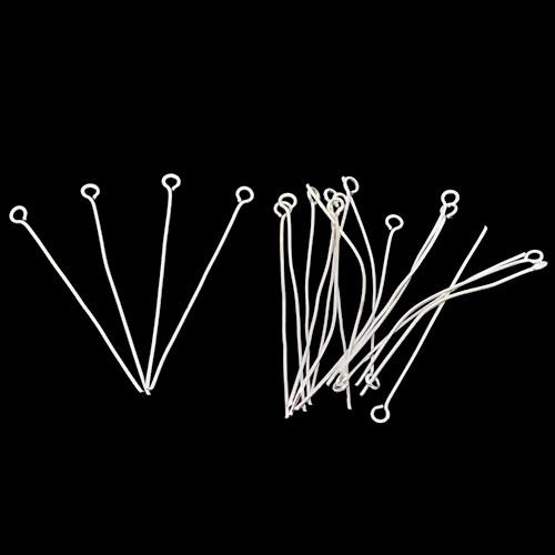 Eye Pins, Iron, Silver Plated, 21 Gauge, 40mm - BEADED CREATIONS