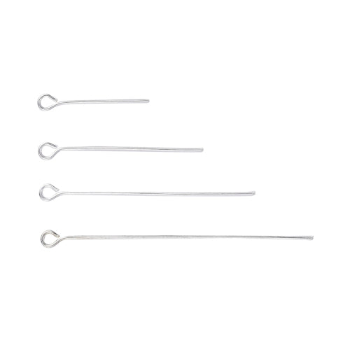 Eye Pins, Iron, Silver Plated, Assorted, 21 Gauge, 20mm-50mm - BEADED CREATIONS