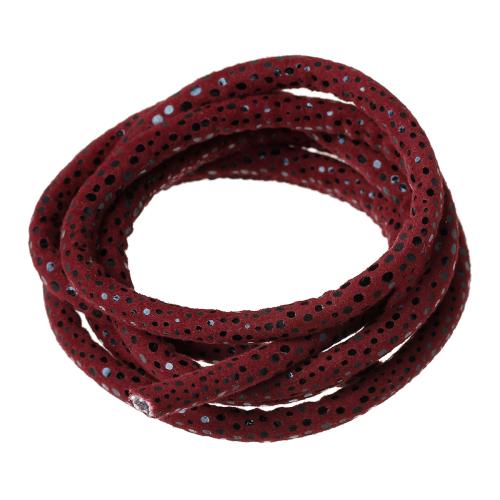 Fabric Cord, Embellished, Round, Wine Red, 6mm - BEADED CREATIONS