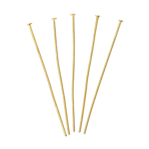 Flat Head Pins, Golden, Iron, 7cm, 20 Gauge - BEADED CREATIONS