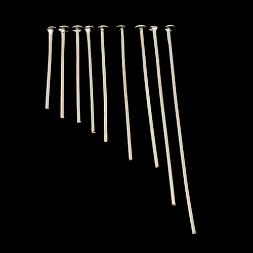 Flat Head Pins, Silver Tone, Iron, 1.8cm - 4.5cm, Assorted, 21 Gauge - BEADED CREATIONS