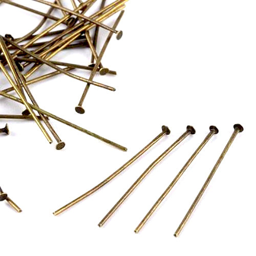 Flat Head Pins, Iron, Antique Bronze, 20 Gauge, 40mm - BEADED CREATIONS