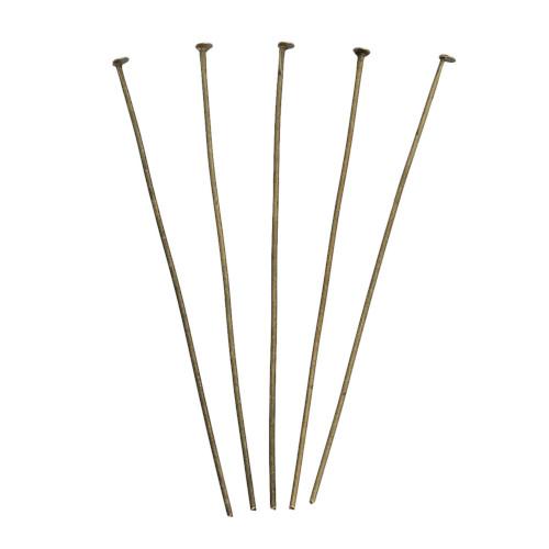Flat Head Pins, Iron, Antique Bronze, 20 Gauge, 60mm - BEADED CREATIONS