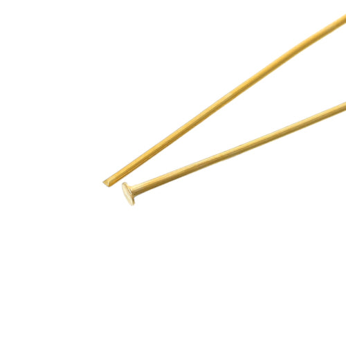 Flat Head Pins, Iron, Gold Plated, 20 Gauge, 50mm - BEADED CREATIONS