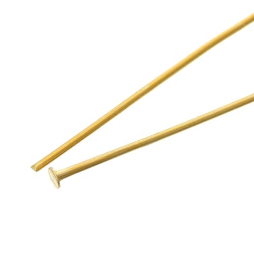 Flat Head Pins, Iron, Gold Plated, 20 Gauge, 70mm - BEADED CREATIONS