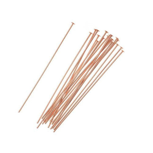 Flat Head Pins, Iron, Rose Gold, 21 Gauge, 30mm - BEADED CREATIONS