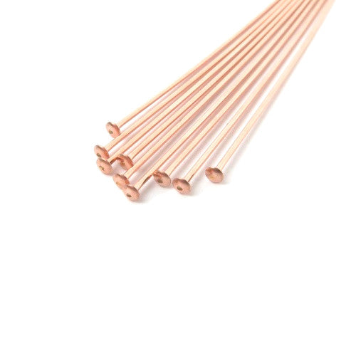 Flat Head Pins, Iron, Rose Gold, 21 Gauge, 30mm - BEADED CREATIONS
