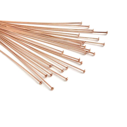 Flat Head Pins, Iron, Rose Gold, 21 Gauge, 40mm - BEADED CREATIONS