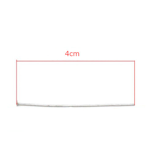 Flat Head Pins, Iron, Silver, 21 Gauge, 40mm - BEADED CREATIONS