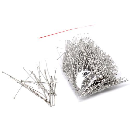 Flat Head Pins, Iron, Silver, 21 Gauge, 40mm - BEADED CREATIONS