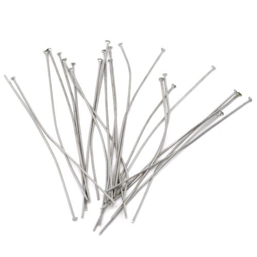 Flat Head Pins, Iron, Silver, 21 Gauge, 70mm - BEADED CREATIONS