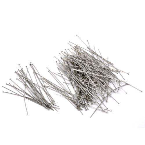 Flat Head Pins, Iron, Silver, 21 Gauge, 70mm - BEADED CREATIONS