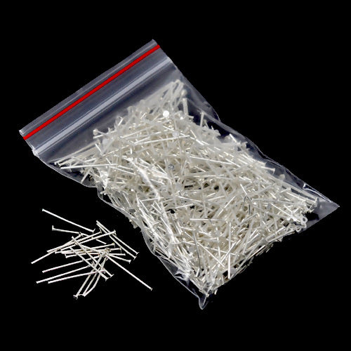 Flat Head Pins, Iron, Silver Plated, 21 Gauge, 20mm - BEADED CREATIONS