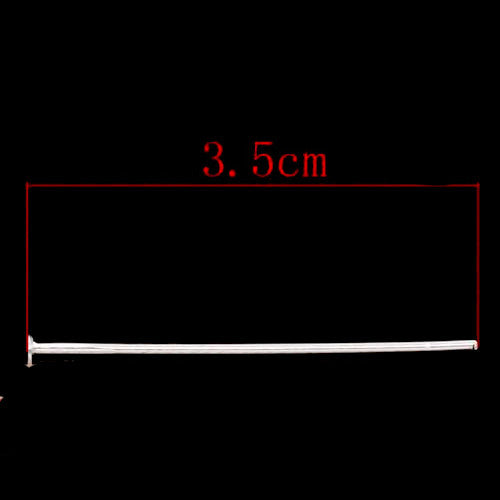 Flat Head Pins, Iron, Silver Plated, 21 Gauge, 35mm - BEADED CREATIONS