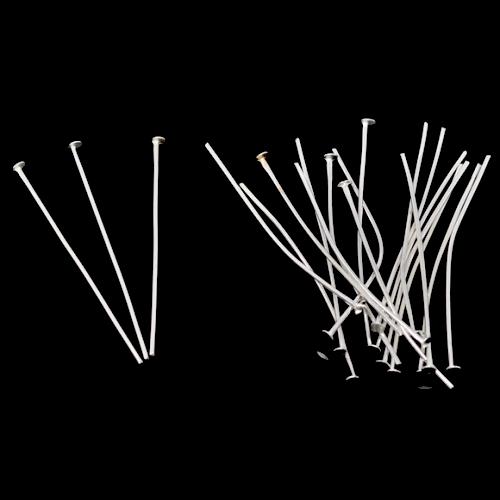 Flat Head Pins, Iron, Silver Plated, 21 Gauge, 40mm - BEADED CREATIONS