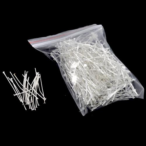 Flat Head Pins, Iron, Silver Plated, 21 Gauge, 40mm - BEADED CREATIONS