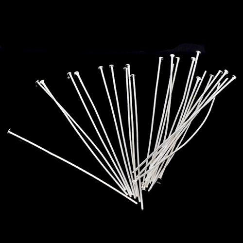 Flat Head Pins, Iron, Silver Plated, 21 Gauge, 60mm - BEADED CREATIONS