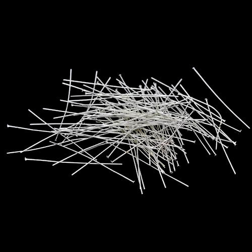 Flat Head Pins, Iron, Silver Plated, 21 Gauge, 60mm - BEADED CREATIONS
