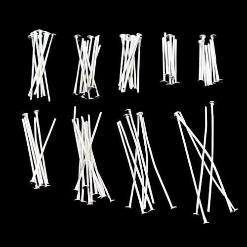 Flat Head Pins, Iron, Silver Plated, Sorted, 21 Gauge, 16mm-40mm - BEADED CREATIONS