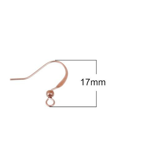 French Earring Hooks, Brass, Flat Earring Hooks, With Ball And Horizontal Loop, Rose Gold, 19mm - BEADED CREATIONS
