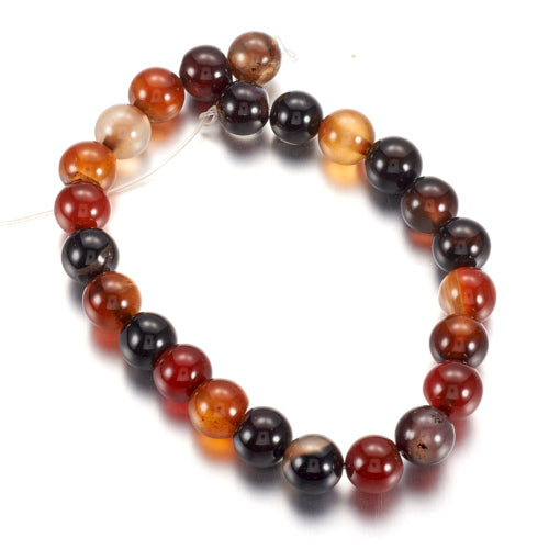 Gemstone Beads, Agate, Natural, Round, (Dyed), Dark Red, 8mm - BEADED CREATIONS