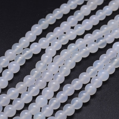 Gemstone Beads, Agate, Natural, Round, (Dyed), White Smoke, 8mm - BEADED CREATIONS