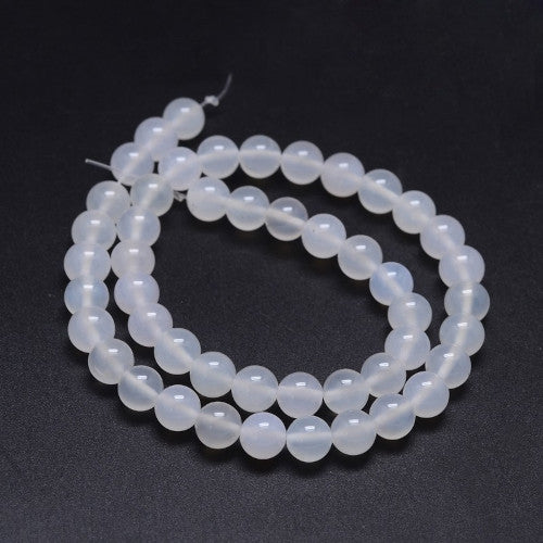 Gemstone Beads, Agate, Natural, Round, (Dyed), White Smoke, 8mm - BEADED CREATIONS