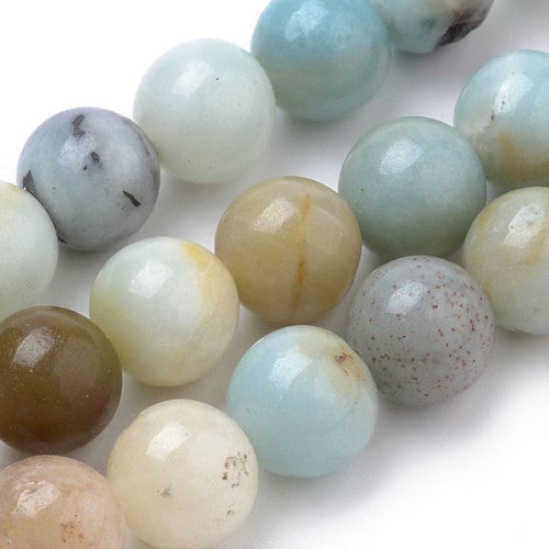 Gemstone Beads, Amazonite, Natural, Round, 8mm - BEADED CREATIONS