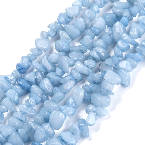 Gemstone Beads, Aquamarine, Natural, Free Form, Chip Strand, 8-16mm - BEADED CREATIONS