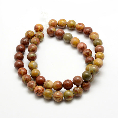 Gemstone Beads, Autumn Jasper, Natural, Round, 8mm - BEADED CREATIONS