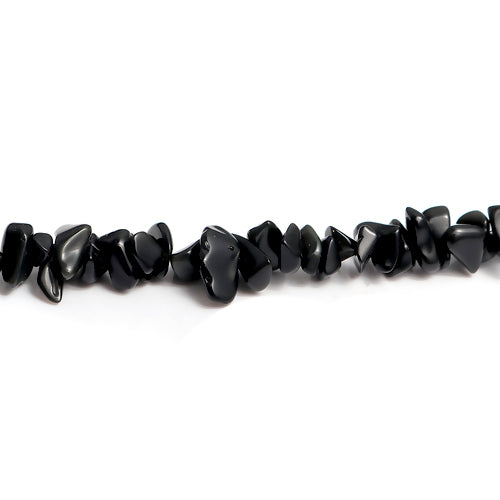 Gemstone Beads, Black Agate, Natural, Free Form, Chip Strand, 5-8mm - BEADED CREATIONS