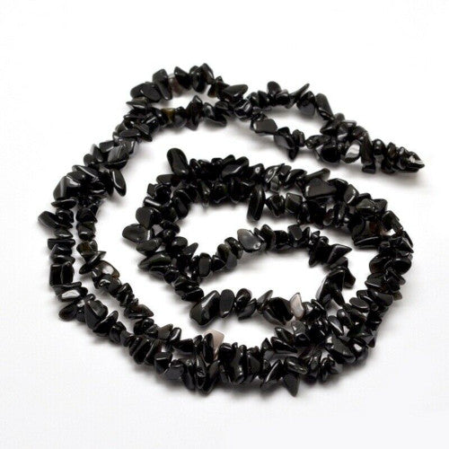 Gemstone Beads, Black Agate, Natural, Free Form, Chip Strand, 8-12mm - BEADED CREATIONS