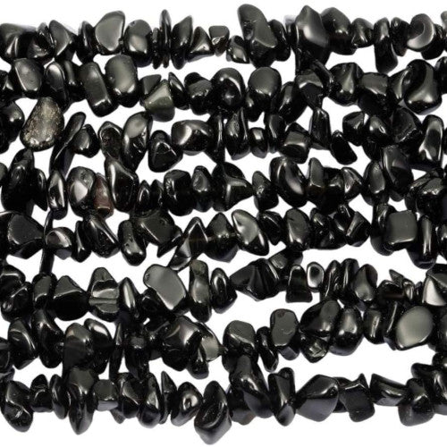 Gemstone Beads, Black Obsidian, Natural, Free Form, Chip Strand, 5-8mm - BEADED CREATIONS