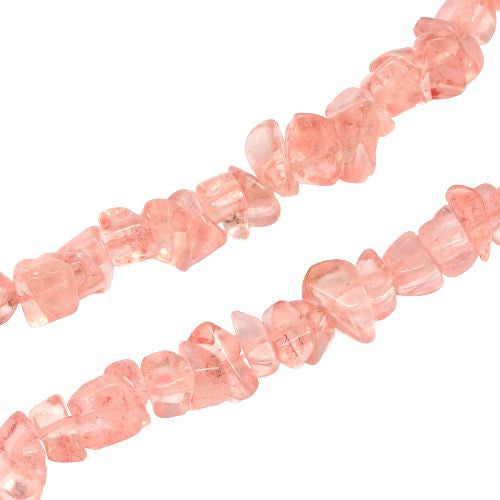 Gemstone Beads, Cherry Quartz Glass, Natural, Free Form, Chip Strand, 4-10mm - BEADED CREATIONS
