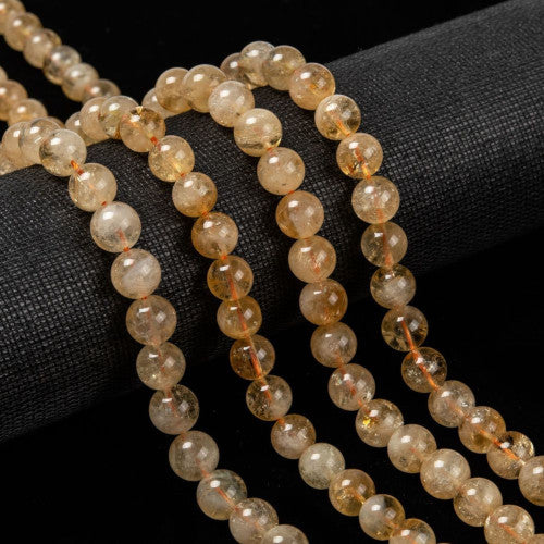 Gemstone Beads, Citrine, Natural, Round, 8mm - BEADED CREATIONS