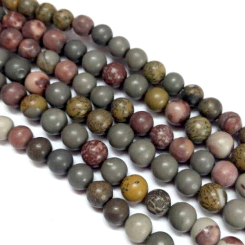 Gemstone Beads, Dendritic Jasper, Natural, Round, 8mm - BEADED CREATIONS